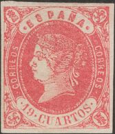 ISABEL II. Isabel II. 16 De Julio De 1862. * MH 60 19 Cuartos Rosa. Grandes Márgenes. MAGNIFICO. Cert. COMEX. (Ed - Other & Unclassified