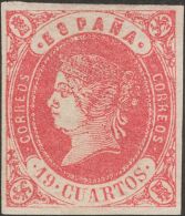 ISABEL II. Isabel II. 16 De Julio De 1862. * MH 60 19 Cuartos Rosa. Grandes Márgenes. MAGNIFICO. Cert. COMEX. (Ed - Altri & Non Classificati