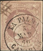 ISABEL II. Isabel II. 1 De Febrero De 1860. º 56 2 Reales Lila. Matasello LA PALMA / CANARIAS Y "cruces En Una Esqu - Andere & Zonder Classificatie