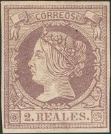 ISABEL II. Isabel II. 1 De Febrero De 1860. * MH 56 2 Reales Lila. MAGNIFICO. Cert. CEM. (Edifil 2017: 510€) - Andere & Zonder Classificatie