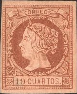 ISABEL II. Isabel II. 1 De Febrero De 1860. (*) 54 19 Cuartos Castaño (dos Minúsculos Puntitos). Color Muy - Andere & Zonder Classificatie