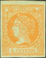 ISABEL II. Isabel II. 1 De Febrero De 1860. * MH 52 4 Cuartos Amarillo. PIEZA DE LUJO. (Edifil 2017: +58€) - Otros & Sin Clasificación