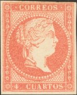 ISABEL II. Isabel II. 11 De Abril De 1856. Papel Blanco. * MH 48B 4 Cuartos Rosa (Tipo III). MAGNIFICO Y MUY RARO. (Edif - Otros & Sin Clasificación