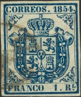 ISABEL II. Isabel II. 1 De Noviembre De 1854. º 34 1 Real Azul. MAGNIFICO. Cert. COMEX. (Edifil 2017: 485€) - Andere & Zonder Classificatie