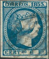 ISABEL II. Isabel II. 1 De Enero De 1853. º 21 6 Reales Azul. MAGNIFICO. Cert. CEM. (Edifil 2017: 610€) - Andere & Zonder Classificatie