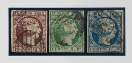 ISABEL II. Isabel II. 1 De Enero De 1853. º 18, 20, 21 12 Cuartos Violeta, 5 Reales Verde Y 6 Reales Azul. MAGNIFIC - Autres & Non Classés