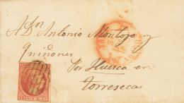 ISABEL II. Isabel II. 1 De Enero De 1853. SOBRE 17 1853. 6 Cuartos Rosa. JACA A TORRES SECAS (HUESCA). En El Frente Baez - Other & Unclassified