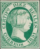 ISABEL II. Isabel II. 1 De Enero De 1851. * MH 11 10 Reales Verde (regular Estado De Conservación). Excelente Col - Sonstige & Ohne Zuordnung