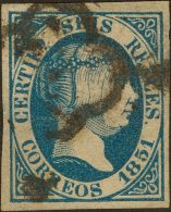 ISABEL II. Isabel II. 1 De Enero De 1851. º 10 6 Reales Azul Intenso. MAGNIFICO. (Edifil 2017: 1475€) - Other & Unclassified