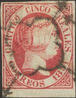 ISABEL II. Isabel II. 1 De Enero De 1851. º 9 5 Reales Rosa, Borde De Hoja. MAGNIFICO. Cert. CEM. (Edifil 2017: 375 - Sonstige & Ohne Zuordnung