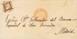ISABEL II. Isabel II. 1 De Enero De 1851. SOBRE 7 1851. 12 Cuartos Lila. SEVILLA A MADRID. Matasello ARAÑA. RARO - Altri & Non Classificati