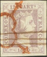 ISABEL II. Isabel II. 1 De Enero De 1850. º 2 12 Cuartos Lila (color Intenso Y Grandes Márgenes). Matasello - Other & Unclassified