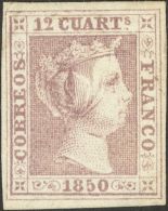 ISABEL II. Isabel II. 1 De Enero De 1850. (*) 2 12 Cuartos Lila (leve Puntito Claro). MAGNIFICO. Dictamen CEM. (Edifil 2 - Altri & Non Classificati