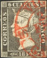 ISABEL II. Isabel II. 1 De Enero De 1850. º 1 6 Cuartos Negro. Matasello Baeza VIGO / GALICIA. MAGNIFICA ESTAMPACIO - Other & Unclassified