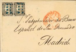 ISABEL II. Isabel II. 1 De Enero De 1850. º 1 1850. 6 Cuartos Negro, Pareja (I-2, 3). SEVILLA A MADRID. Matasello P - Sonstige & Ohne Zuordnung