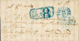 PREFILATELIA. Madrid. SOBRE 1855. BARCELONA A MADRID. Marca "S. Y D." (senadores Y Diputados), En Azul Aplicada A La Lle - ...-1850 Prephilately