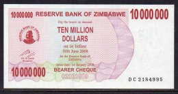 530-Zimbabwe Billet De 10m De Dollars 2008 DC218 Neuf - Simbabwe