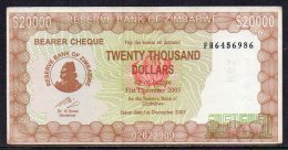 530-Zimbabwe Billet De 20 000 Dollars 2003 FH645 - Simbabwe