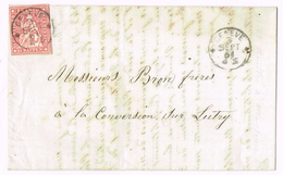 15 Centimes, 15 Rappen -  Lettre 1861 - Brieven En Documenten