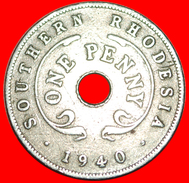 § HOLE WITH FLOWER: SOUTHERN RHODESIA ★ 1 PENNY 1940! LOW START★ NO RESERVE! George VI (1937-1952) - Rhodésie