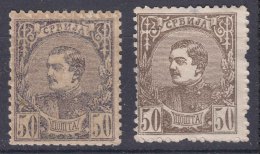 Serbia Kingdom 1880 Mi#26 A And B - Brown And Rare Violet Brown, 26b Gummed On Both Side - Serbie