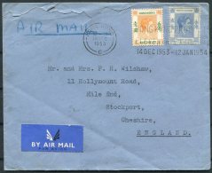 1953 Hong Kong Airmail Cover - Stockport. Products Eleventh Exhibition Slogan - Briefe U. Dokumente