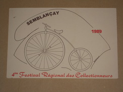 Cpm 37 Semblançay - 4e Festival Des Collectionneurs 1989 - Circulé Avec Flamme Concordante - Cycle Grand-bi - Semblançay