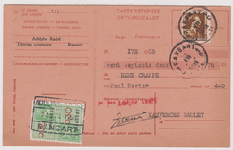 Carte Récépissé Ontvangkaart 427 Ransart à Wanfercée-Baulet + Timbre Fiscal - Documentos