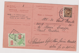 Carte Récépissé Ontvangkaart 341 Jumet à Wanfercée-Baulet + Timbre Fiscal - Dokumente