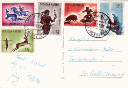 Affranchissement Sur Carte  Postale De St.Marin - 7.7.1961 - Lettres & Documents