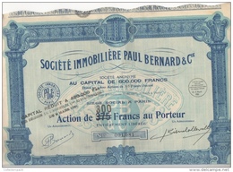 Action De 300 Francs Au Porteur Société Immobilière Paul Bernard & Compagnie Paris 1929 - A - C