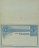 Belgian Congo Postal Stationery Reply Paid Postcard 15 + 15 Cms. With Cancel Banana - Stamped Stationery