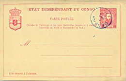 Belgian Congo Postal Stationery Postcard 10 Cms. King Leopold II With Cancel Banana - Stamped Stationery