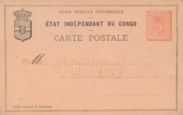 Belgian Congo Postal Stationery Postcard 15 Cms. Palm And Star - Stamped Stationery