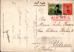 Postal History - Airmail Posctard From Egypt To Udine Italy 1947 - Brieven En Documenten