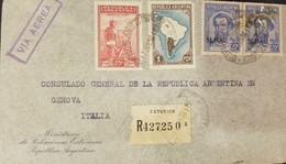 O) 1935 ARGENTINA,REGISTERED,  FARMING -LANDSCAPE OF THE FIELD - 25 C RED, MARTIN GUEMES - 20 C -MILITARY LEADER THE  AR - Lettres & Documents