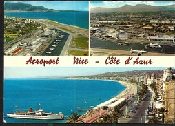 Nice 1971 Aéroport Et La Promenade Des Anglais Abimée En Bas - Transport Aérien - Aéroport