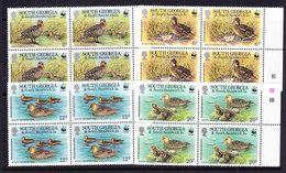 South Georgia 1992 WWF/Teals 4v Bl Of 4 ** Mnh (35766) - Georgias Del Sur (Islas)