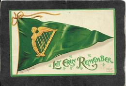 Green Irish Flag"Let Erin Remember"1910- Ellen Clapsaddle Signed Antique Postcard, Mauser Warehouse Co Advertising - Clapsaddle