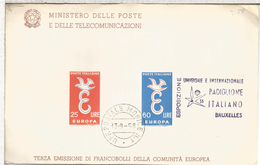 ITALIA BRUXELLES EXPOSICION UNIVERSAL DE 1958 BRUSELS HOJITA SIN DENTAR MAT UFF POSTALE MOBILE N.1 - 1958 – Brüssel (Belgien)
