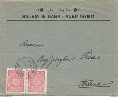 Syria Com.cover 1920 Sent Adana,franked Pair King Of Syria Alep Dble Ring Scarce Cancedllat-verso Date- SKRILL PAY> - Syrien