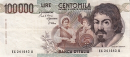 Banconota Rep.Italiana.da 100.000 Lire_1°Tipo Decreto Min.1 Sett.1983_Caravaggio_Serie EC 241643 U -" 2 SCANSIONI- - Other & Unclassified
