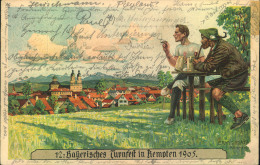 1905, 12. BAYERISCHES TURNFEST IN KEMPTEN 1905, Officielle Festpostkarte Gelaufen Nach München. - Ganzsachen