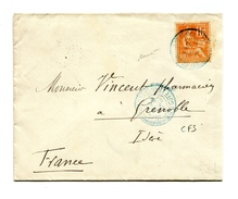 !!! 10 C MOUCHON SUR LETTRE CACHET DJIBOUTI - COTE FRANCAISE DES SOMALIS DE 1901 CACHET MARITIME AU DOS - Lettres & Documents