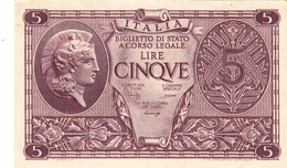 Banconote Da 5 Lire Lotto Di 1 Biglietto_ N°0671 Serie 803574-" 2 SCANSIONI- - Otros & Sin Clasificación