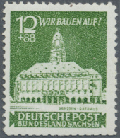 Sowjetische Zone - Ost-Sachsen: 1946, Wiederaufbau 12+88 Pf Schwärzlichgelbgrün, Seltener PPROBEDRUCK Auf Wei& - Other & Unclassified