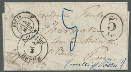 Preußen - Stempel: Berlin, 1859, Brief Aus Paris Mit Oval-Stpl. " 5 Sgr" Unterfrankiert Via Berlin Mit Seltenem "E - Altri & Non Classificati