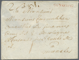 Preußen - Vorphilatelie: 1750 (ca.), "DE TREVES" Roter L1 Auf Briefumschlag Aus TRIER, Feuser 800.- Euro - Prefilatelia