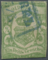 Oldenburg - Marken Und Briefe: 1861, 1/3 Gr. Blaugrün, Plattenfehler "o" Statt "el" In Drittel, Fotobefund Berger B - Oldenburg