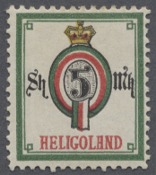Helgoland - Marken Und Briefe: 1890, 5 Mark Dunkelgraugrün/karminrot/schwarz/dunkelgelb, Amtlicher Neudruck Der Rei - Heligoland